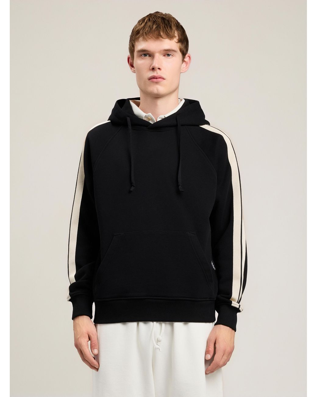 Palm Angels Black Back Curved Logo Track Hoodie for men