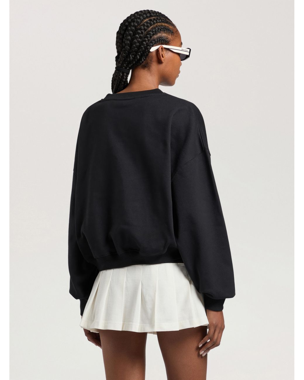 Palm Angels Black Icon Palm Loose Crop Crew