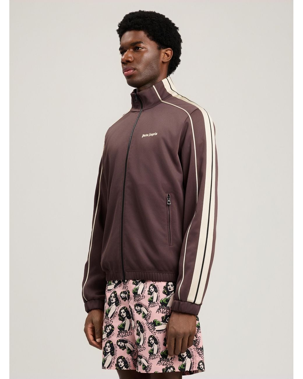 Palm Angels Brown Classic Logo Vintage Track Jacket for men