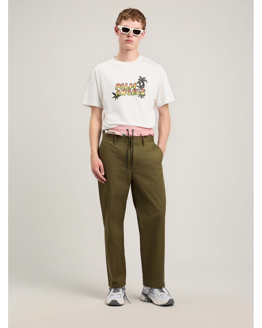Palm Angels Natural Palm Sunset T-Shirt for men