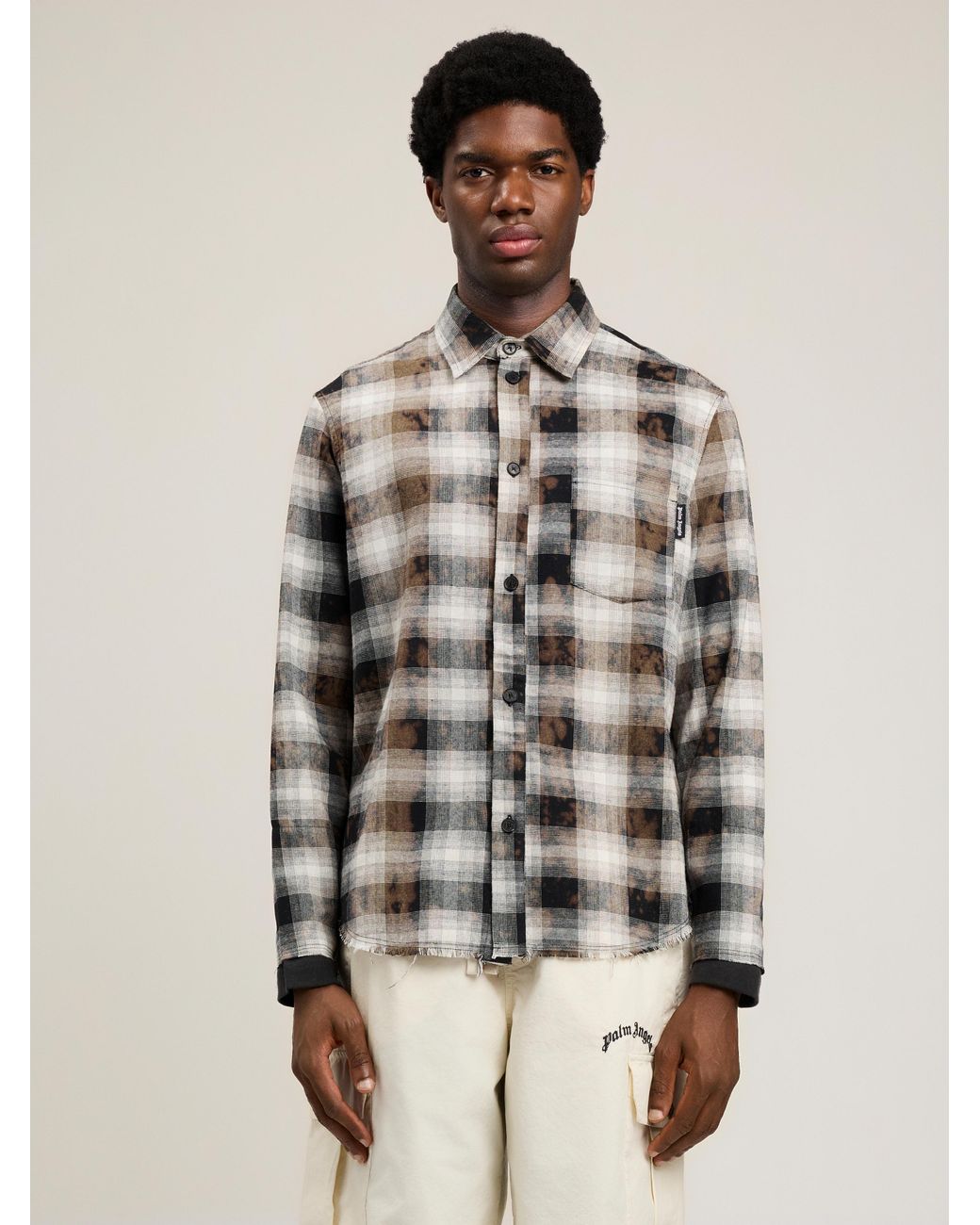 Palm Angels White Classic Logo Check Shirt for men