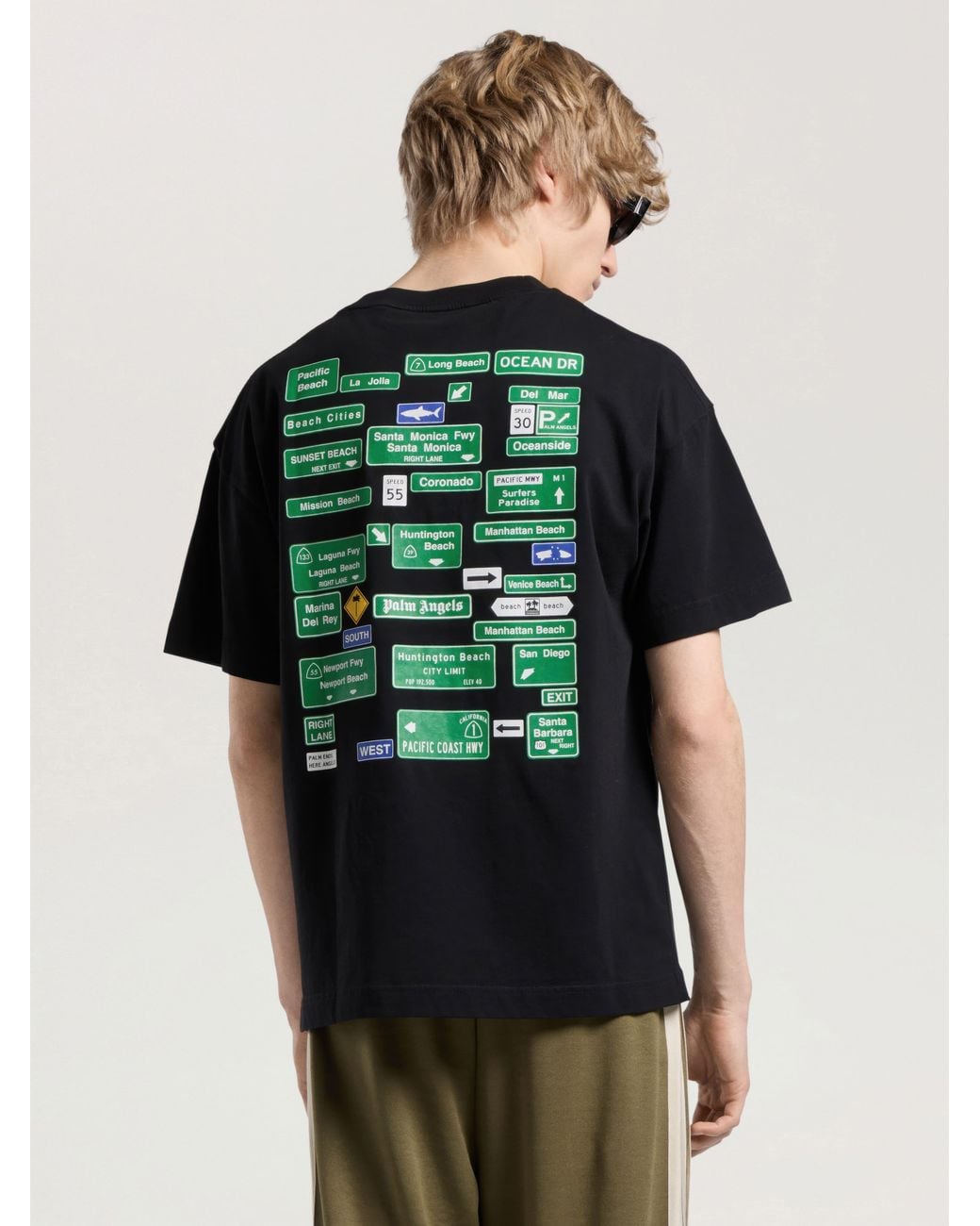 Palm Angels Black Street Signals Regular T-Shirt for men