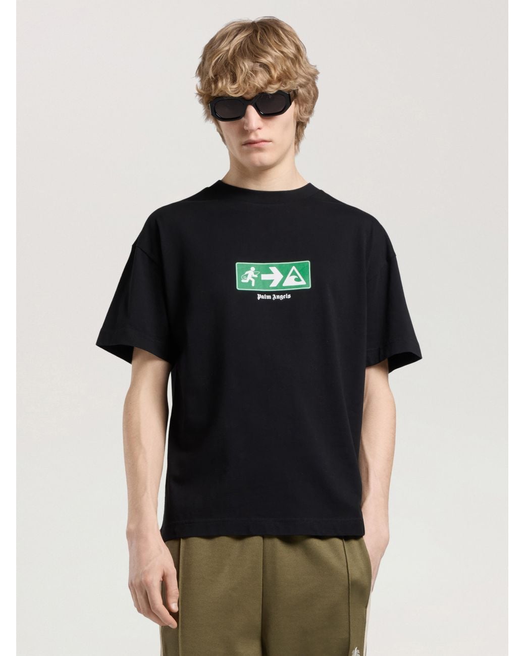 Palm Angels Black Street Signals Regular T-Shirt for men