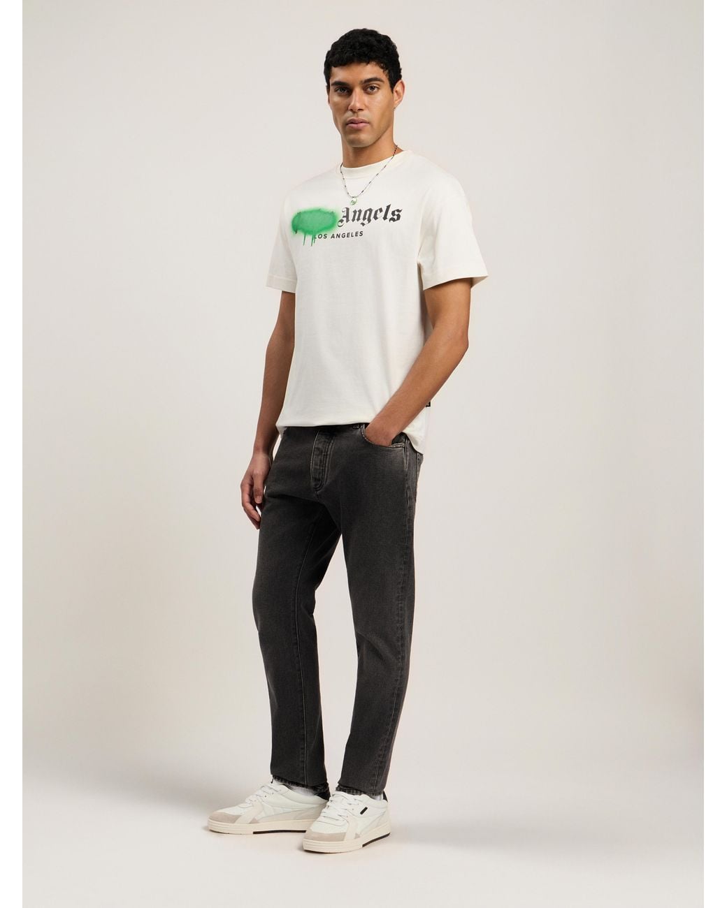 Palm Angels Natural Spray City Los Angeles T-Shirt for men