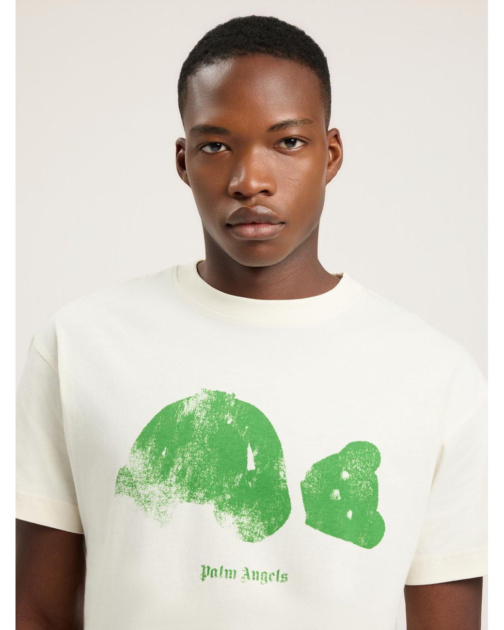 Palm Angels Green Spray Bear T-Shirt for men