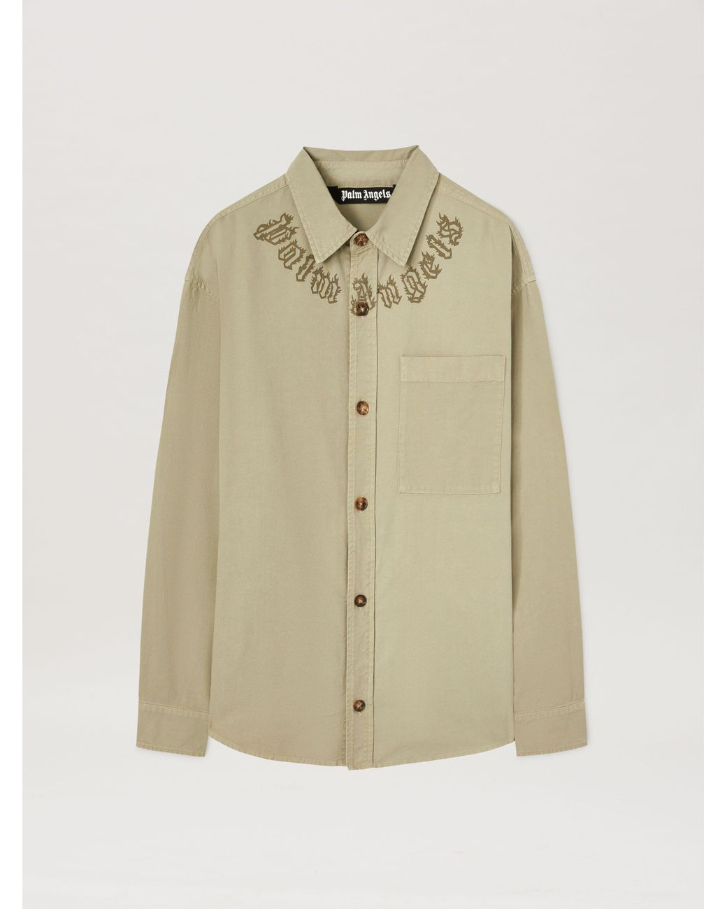Palm Angels Natural Camel Flame Logo Overshirt for men