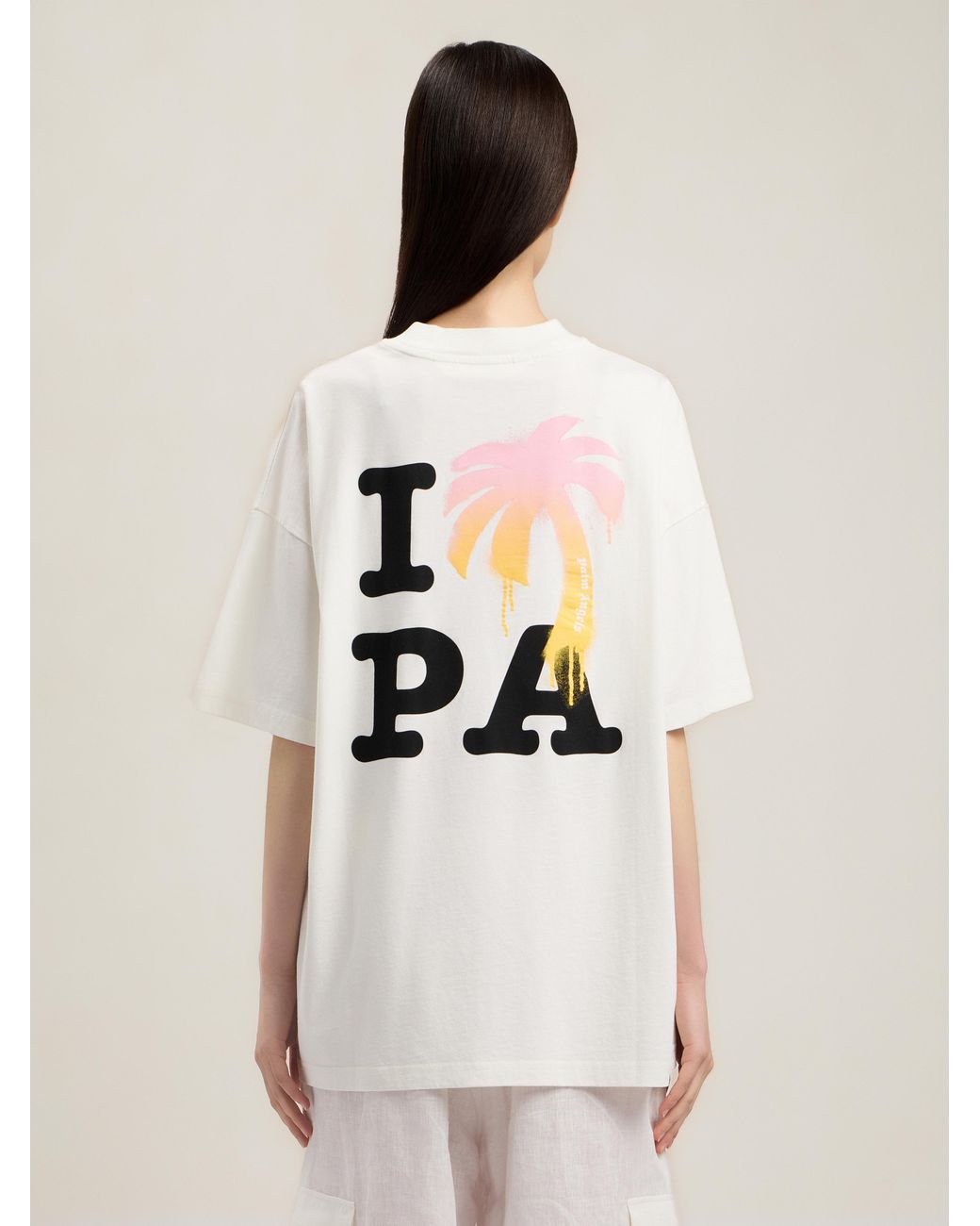 Palm Angels Natural I Love Pa Loose T-Shirt