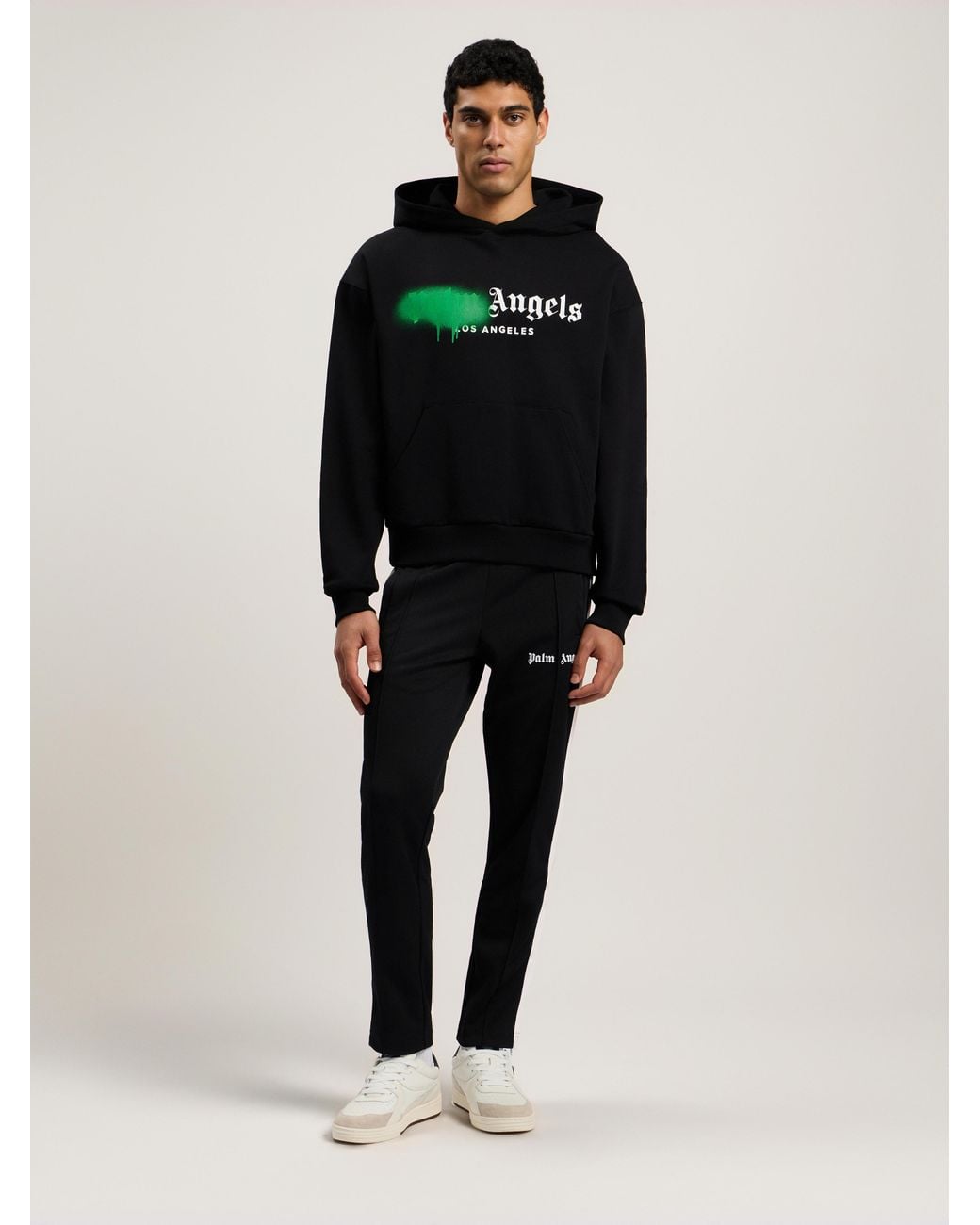 Palm Angels Black Spray City Los Angeles Hoodie for men