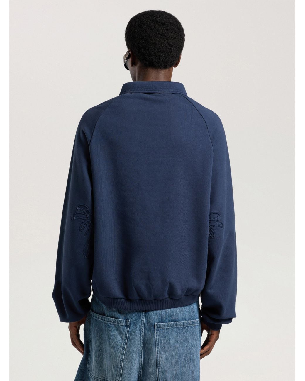 Palm Angels Blue Palm Shadow Zipped Crew for men