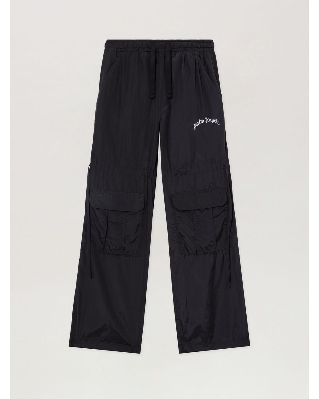 Palm Angels Blue Curved Logo Drawstring Cargo Pants for men