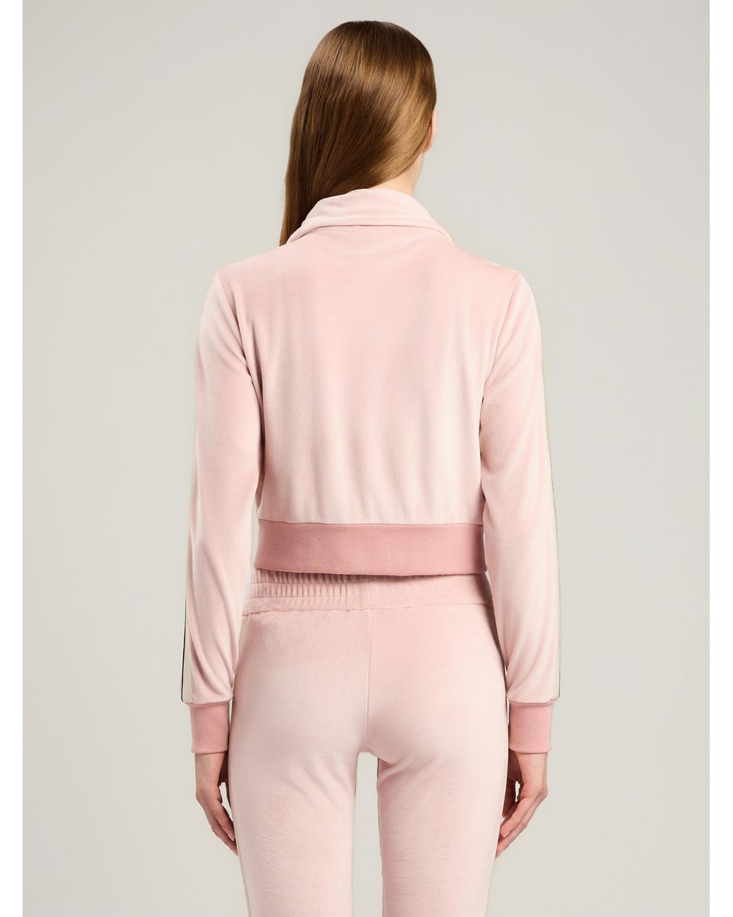 Palm Angels Pink Logo Chenille Crop Track Jacket