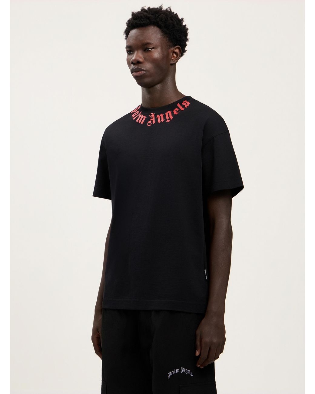 Palm Angels Black Neck Logo T-Shirt for men