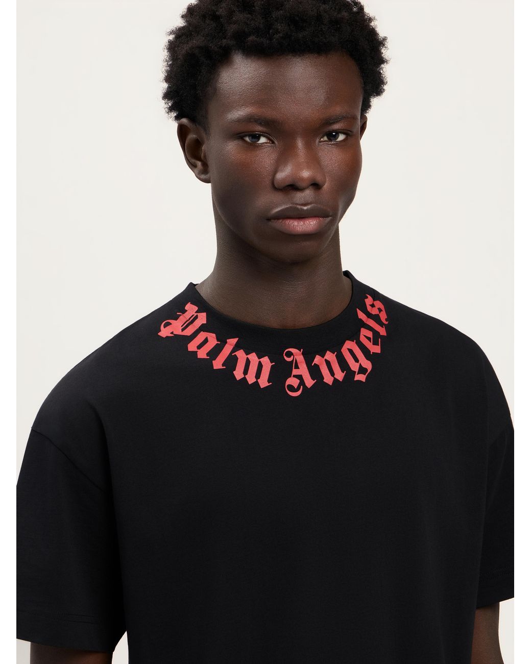 Palm Angels Black Neck Logo T-Shirt for men