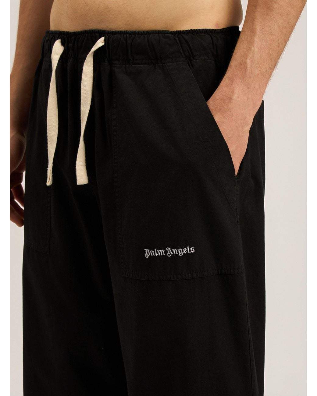 Palm Angels Black Classic Logo Loose Pants for men