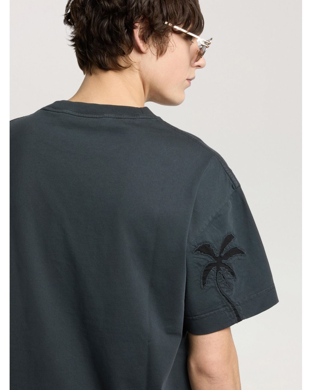 Palm Angels Blue Palm Shadow Regular T-Shirt Anthracite for men