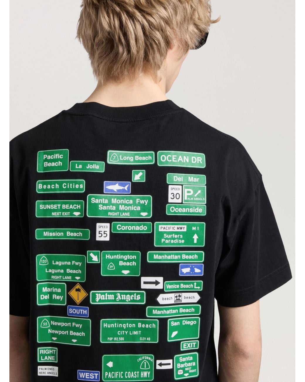 Palm Angels Black Street Signals Regular T-Shirt for men