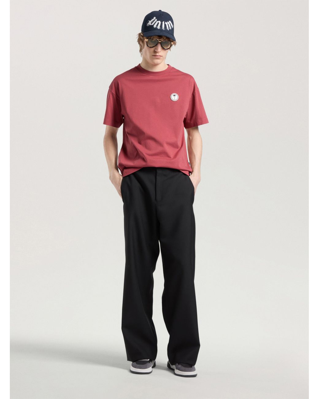 Palm Angels Red Palm Tree Regular T-Shirt Brick for men