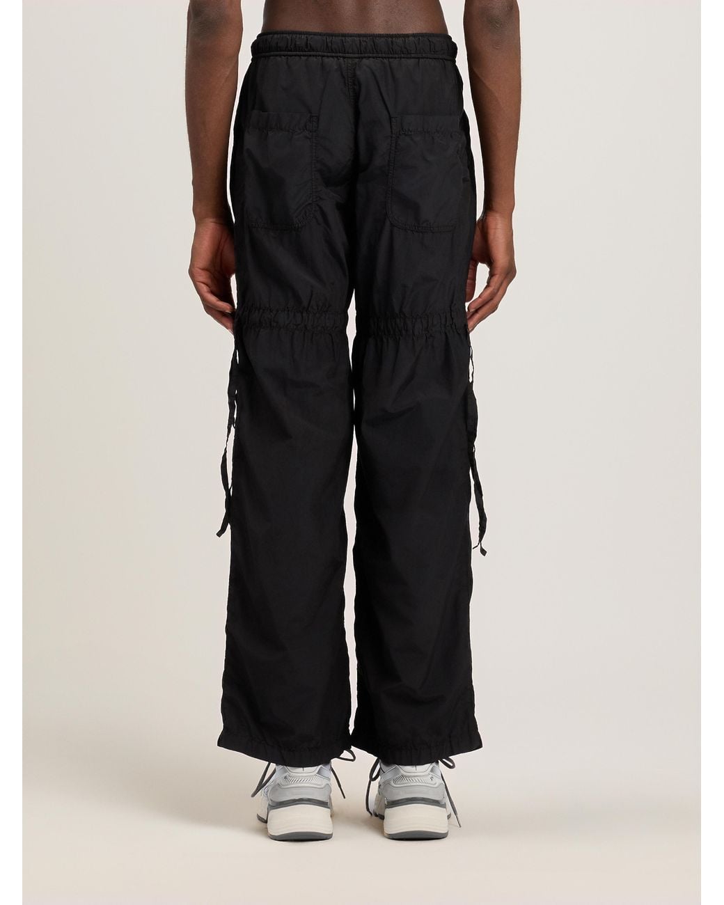 Palm Angels Black Curved Logo Draws Cargo Pants for men