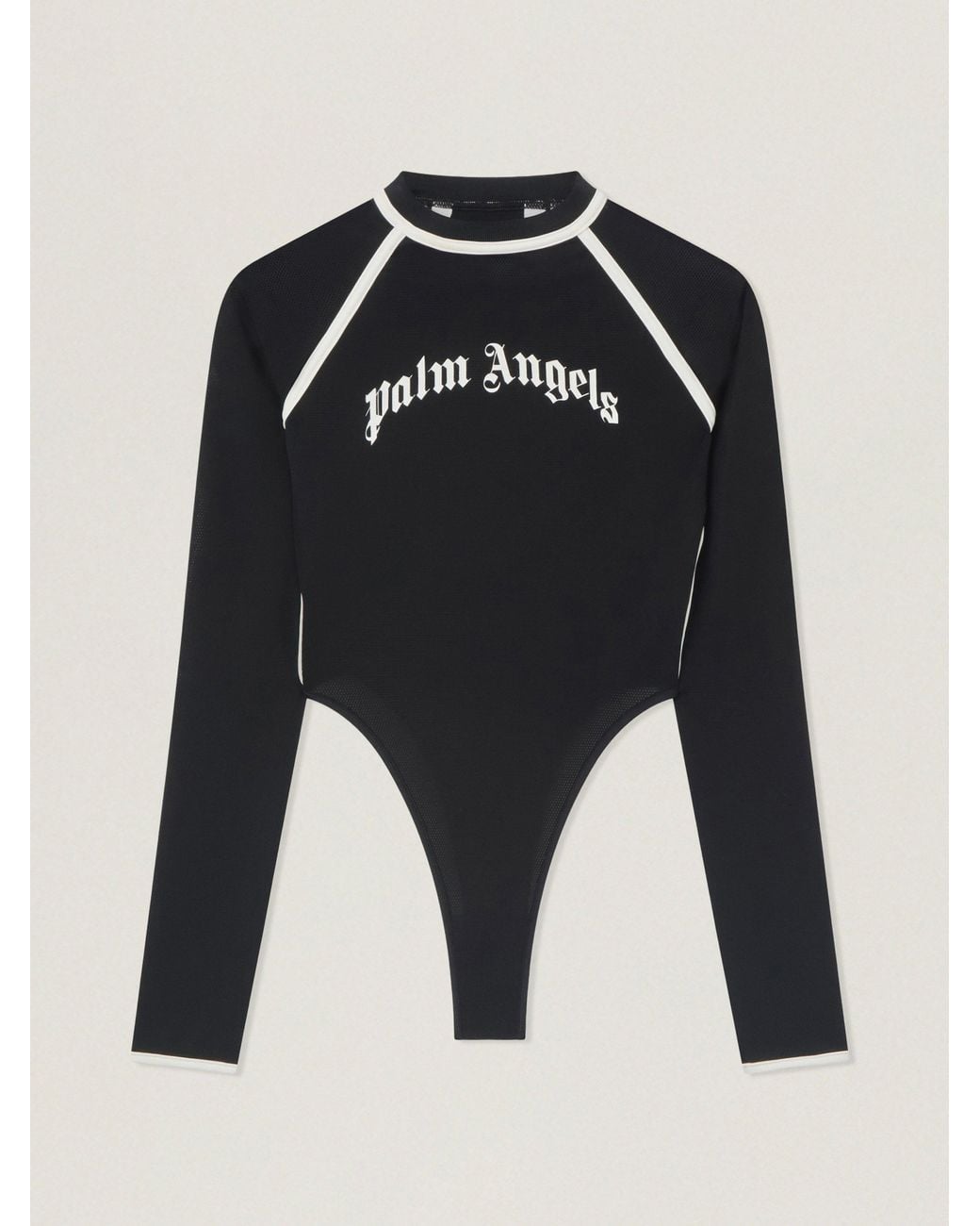 Palm Angels Black Curved Logo Fitted Body Long Sleeve