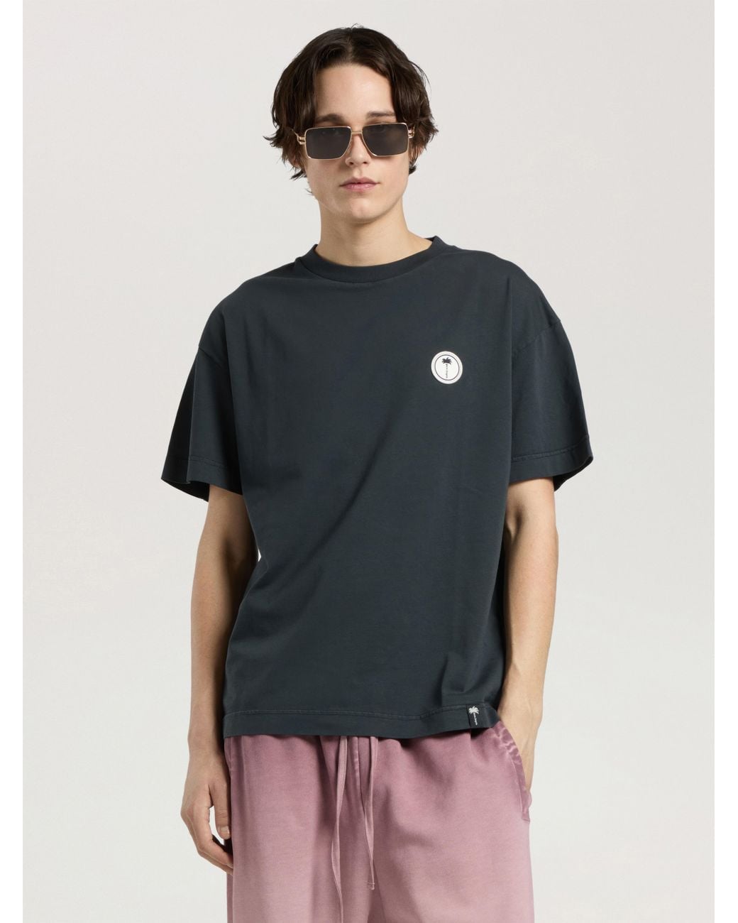 Palm Angels Blue Palm Shadow Regular T-Shirt Anthracite for men