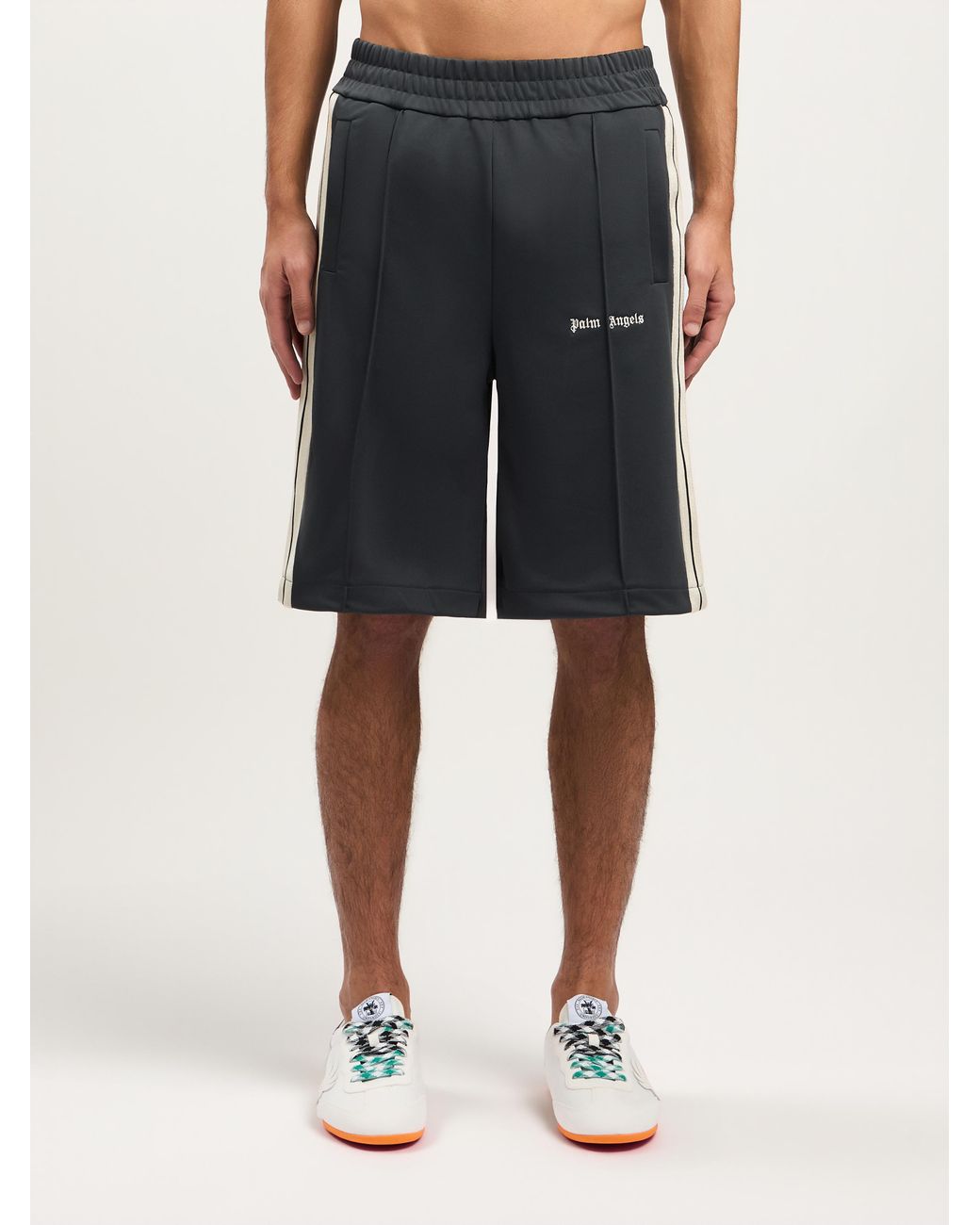Palm Angels Gray Classic Logo Track Shorts for men