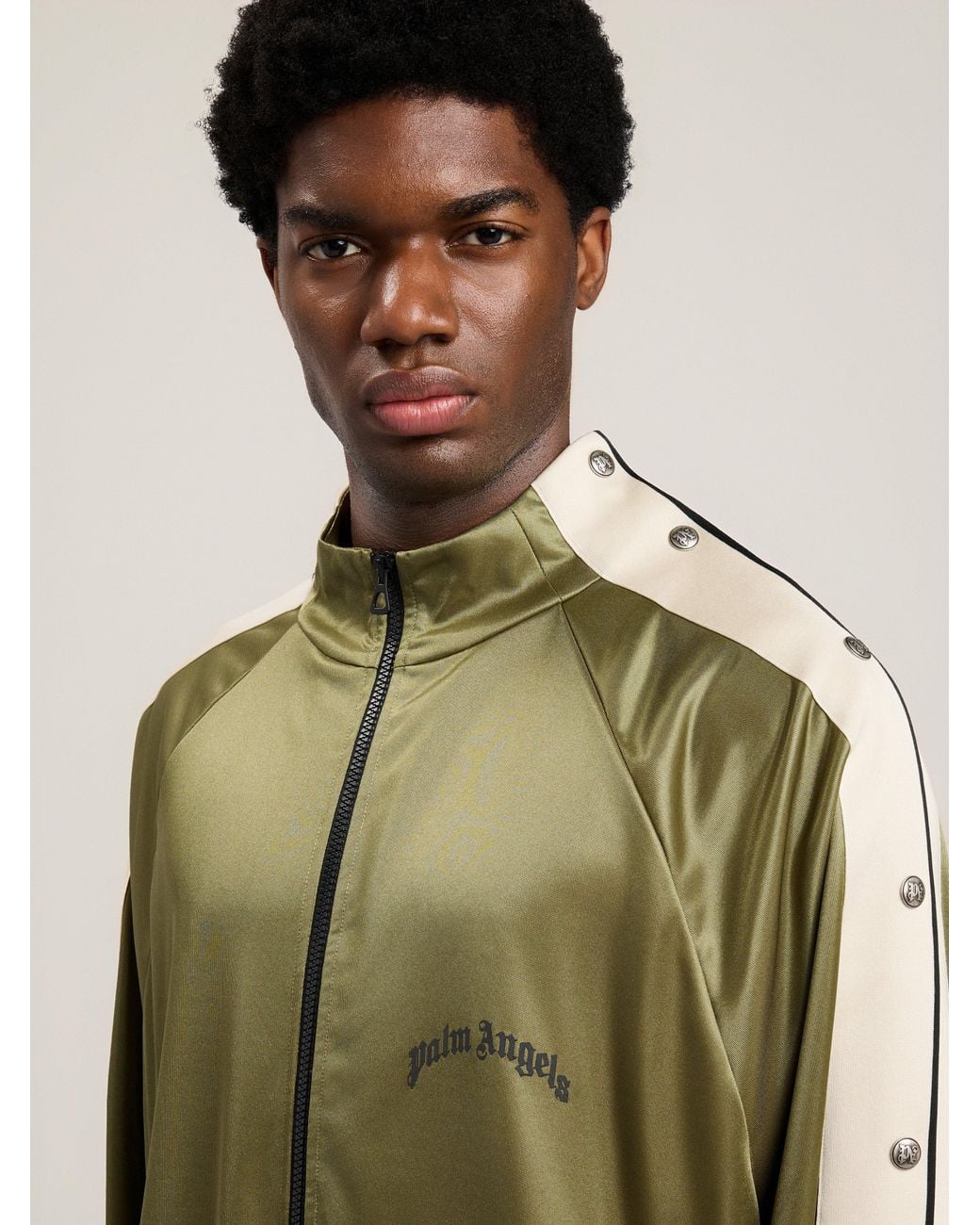 Palm Angels Green Curved Logo Boxe Track Jacket for men