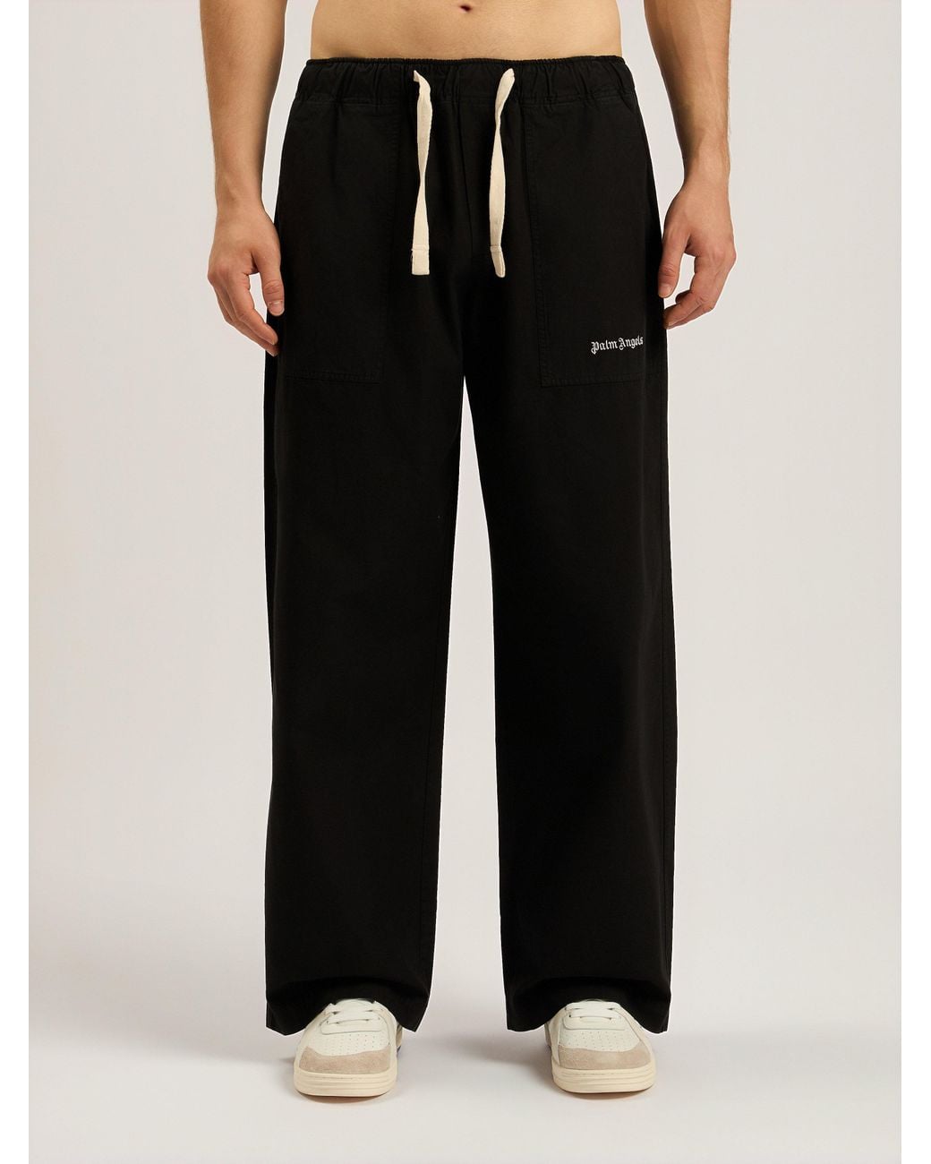 Palm Angels Black Classic Logo Loose Pants for men