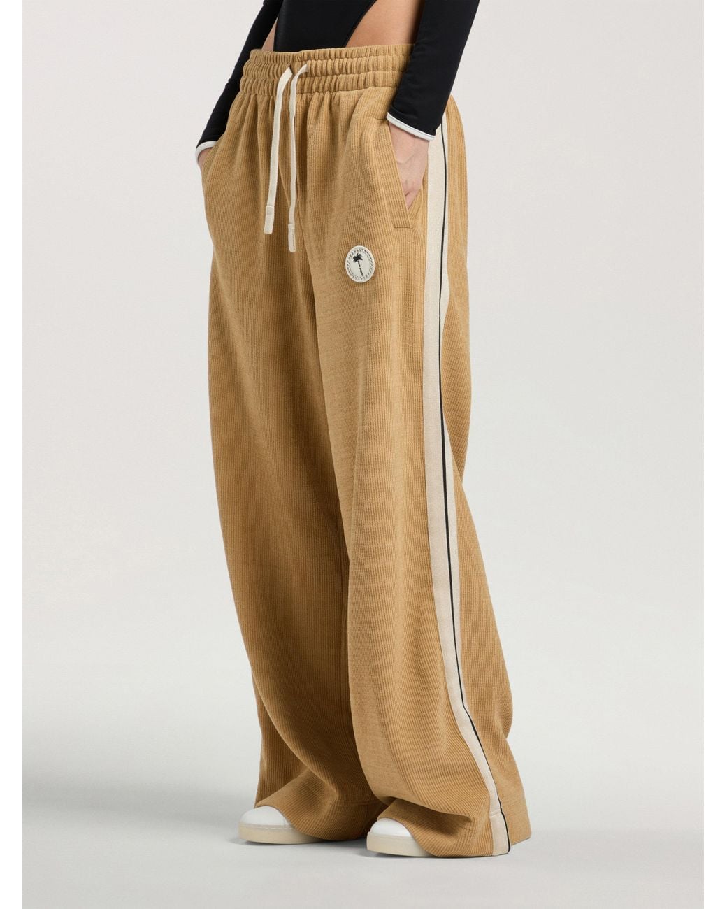 Palm Angels Natural Palm Tree Chenille Loose Track Pants Kaki