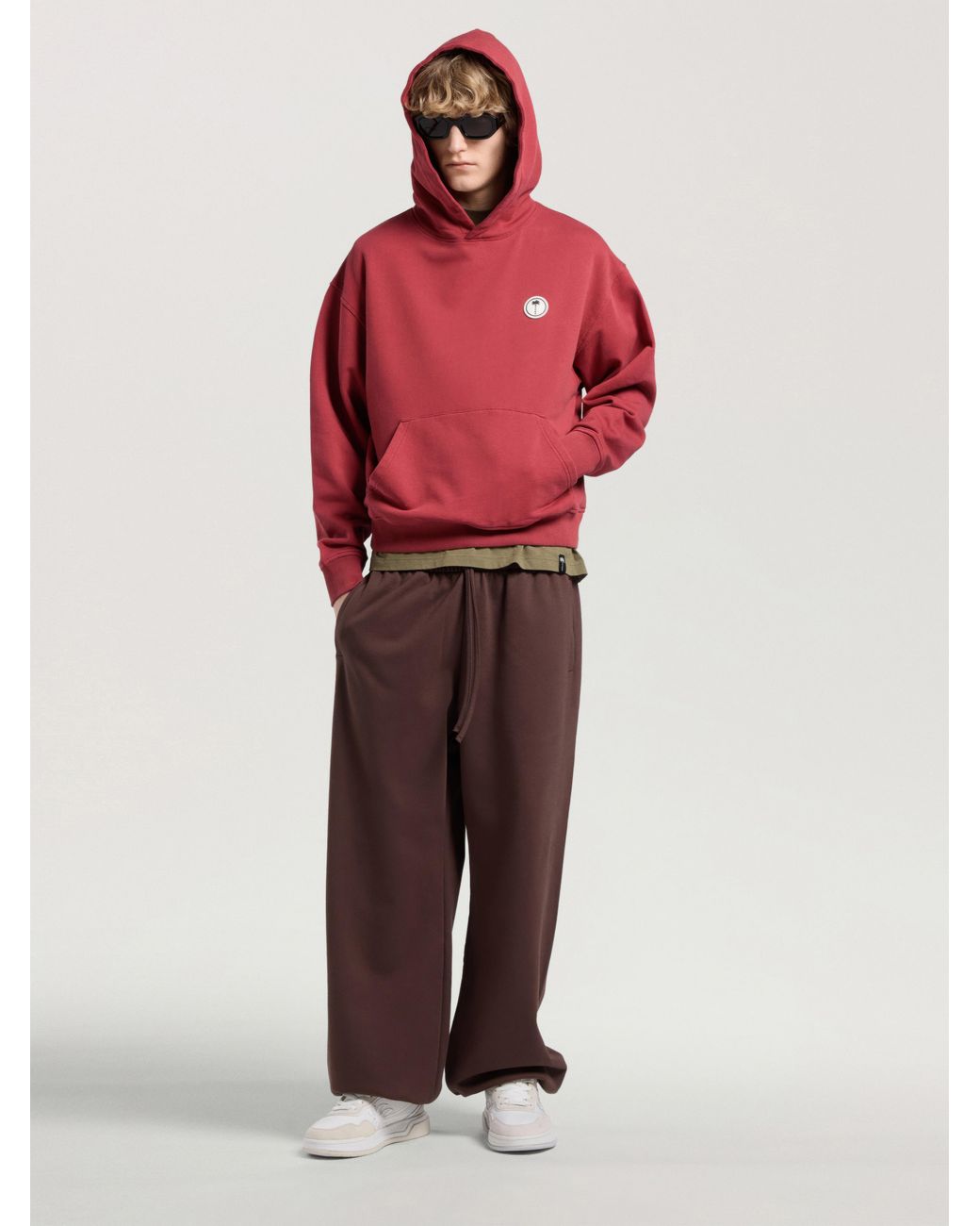 Palm Angels Red Palm Tree Regular Hoodie Brick for men