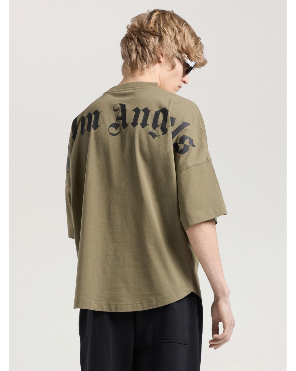 Palm Angels Green Classic Logo Oversized T-Shirt for men