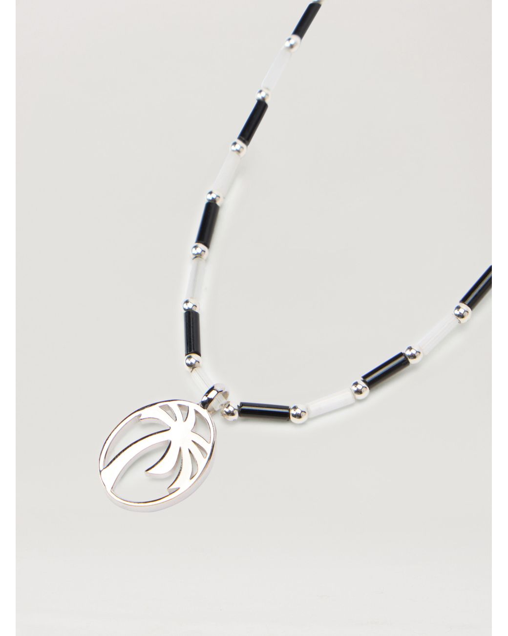 Palm Angels White Oval Beads Necklace for men