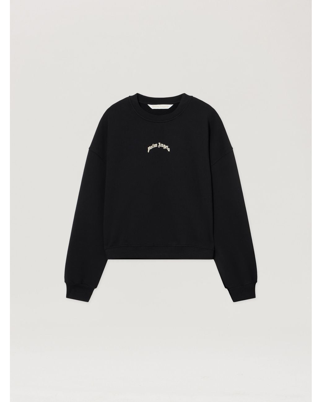 Palm Angels Black Curved Logo Crop Sweatshirt