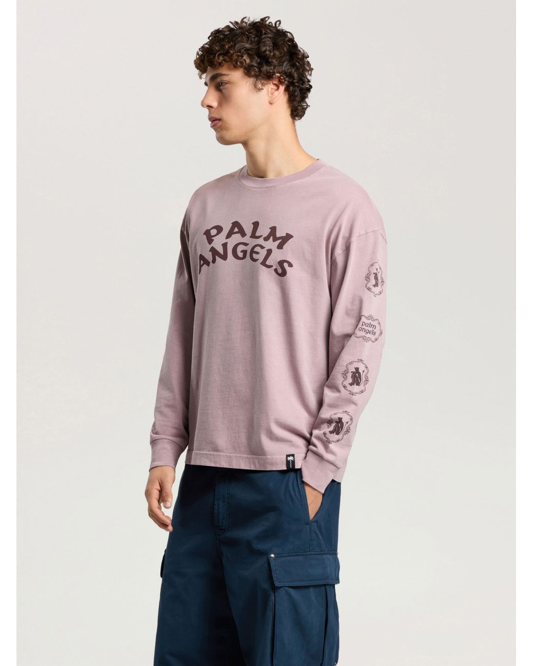 Palm Angels Pink Devil Herald Long Sleeve T-Shirt for men