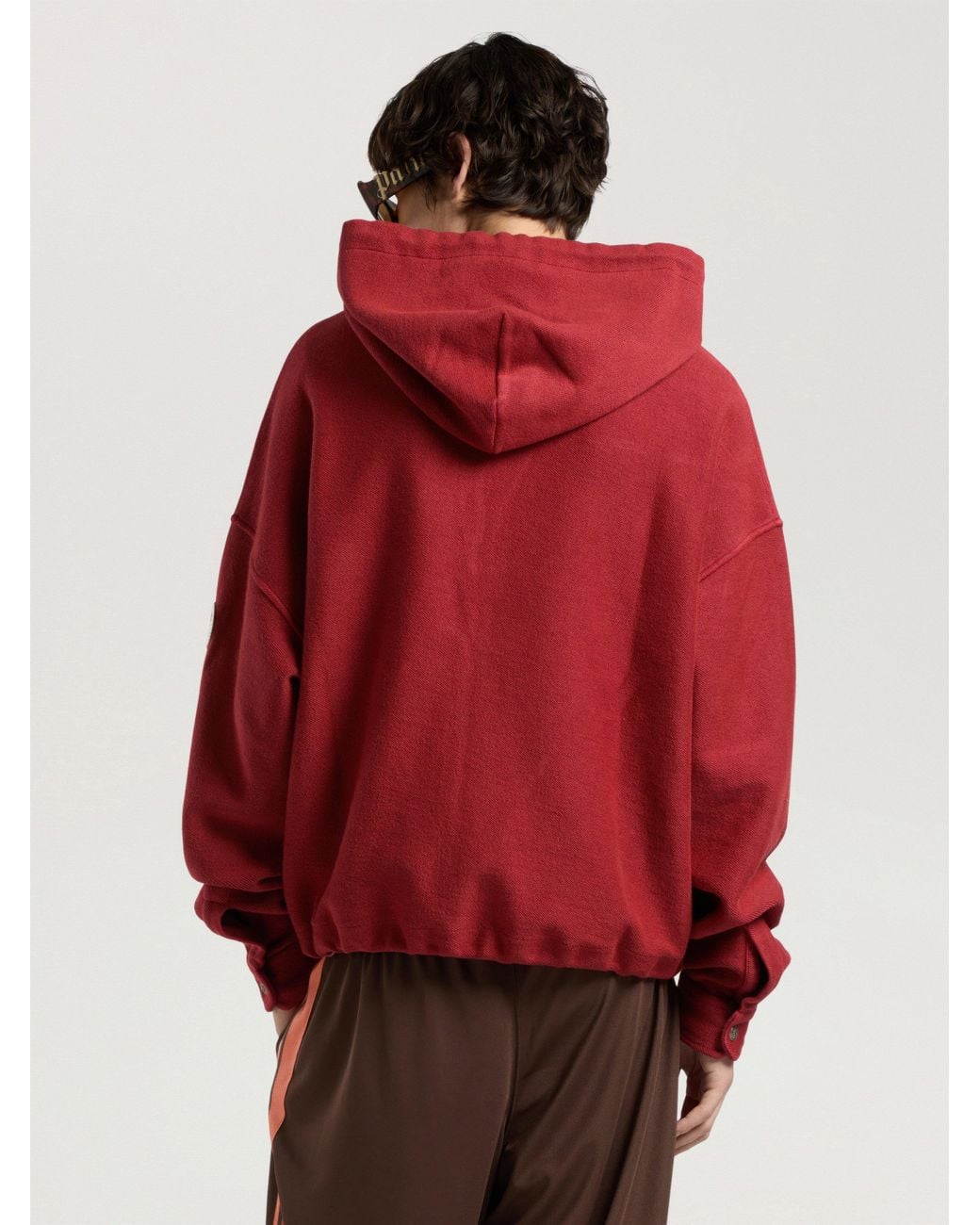 Palm Angels Red Palm Tree Zip Loose Hoodie Brick for men