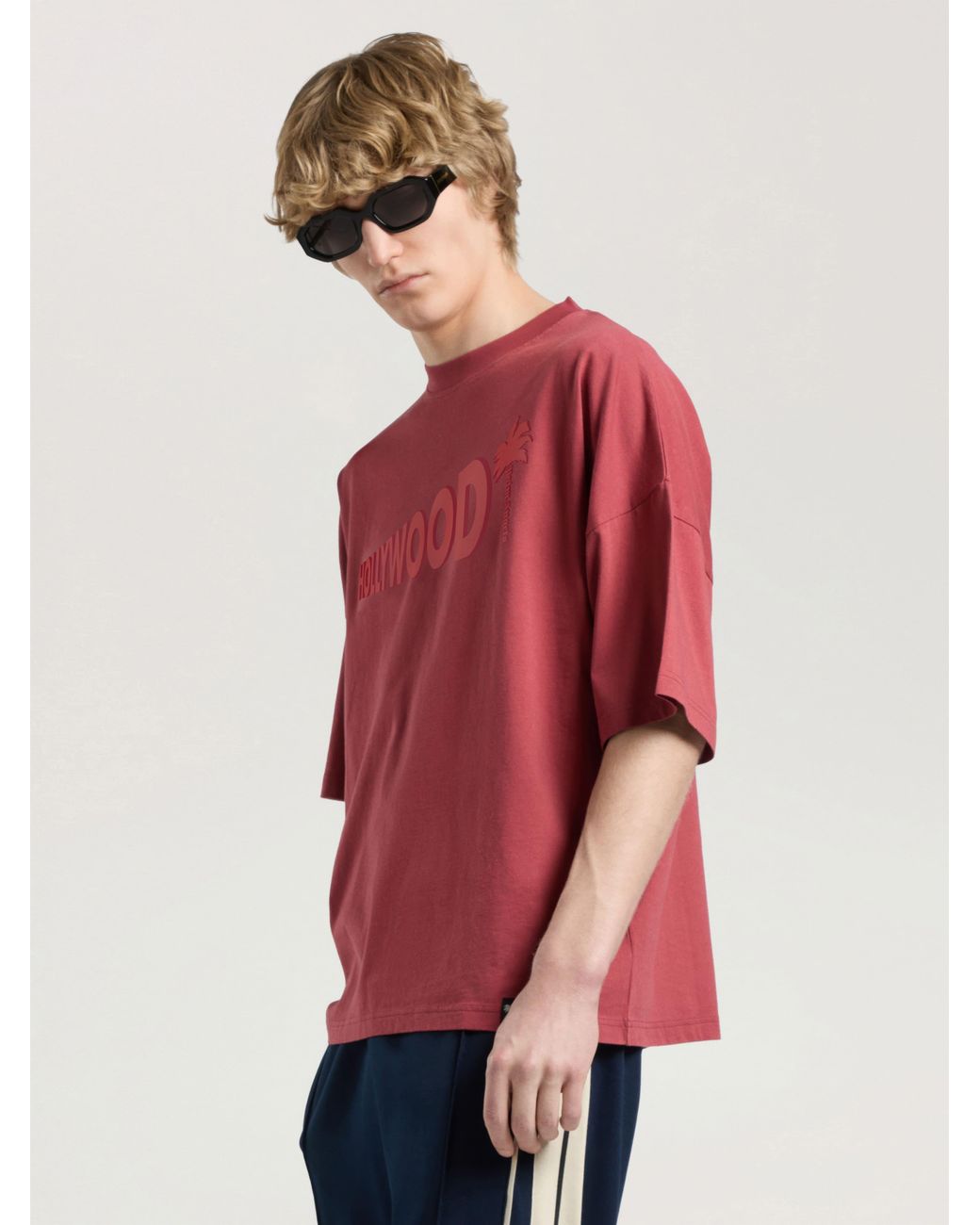Palm Angels Red Sunset Blvd Palm Loose T-Shirt Brick for men
