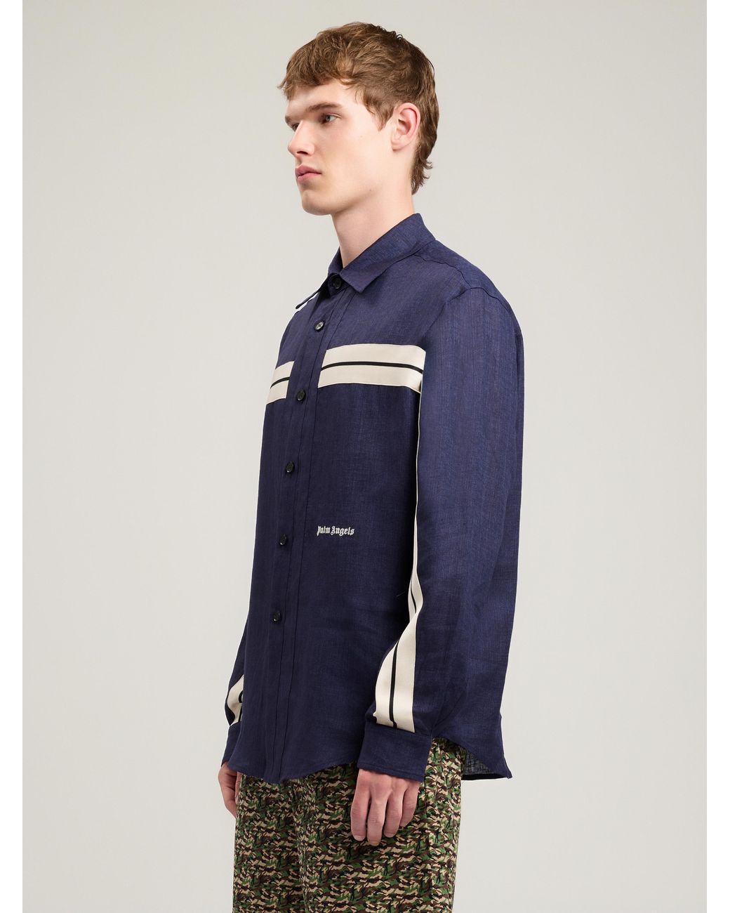 Palm Angels Blue Classic Logo Trackshirt for men