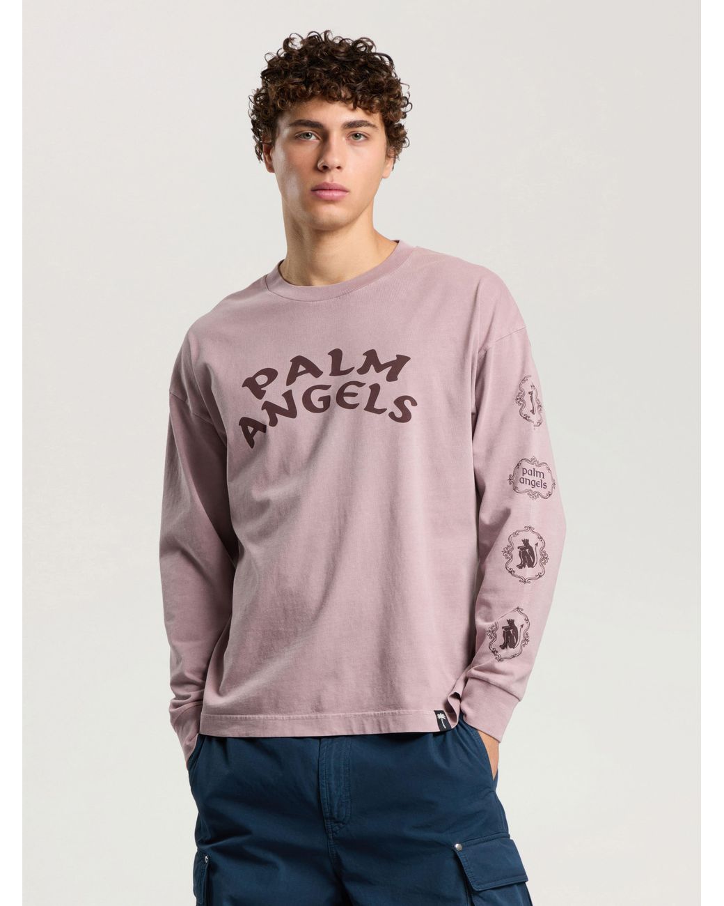 Palm Angels Pink Devil Herald Long Sleeve T-Shirt for men