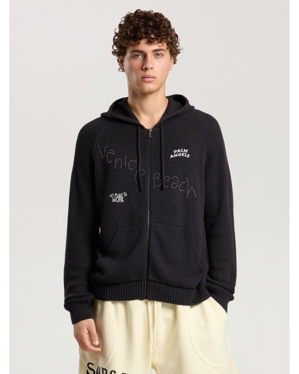 Palm Angels Blue Surfer Dreams Knit Zip-Up Hoodie for men