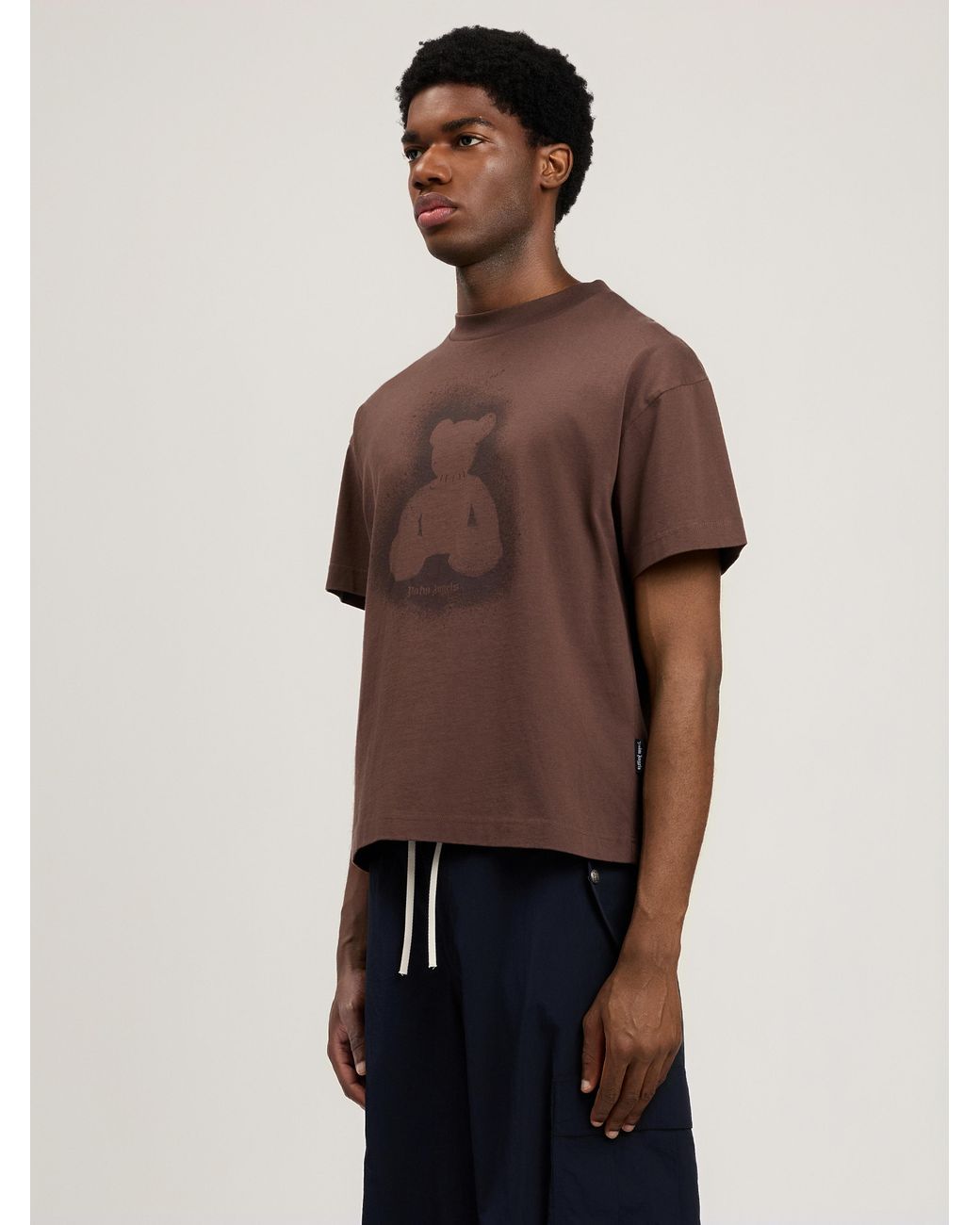 Palm Angels Brown Spray Bear T-Shirt for men