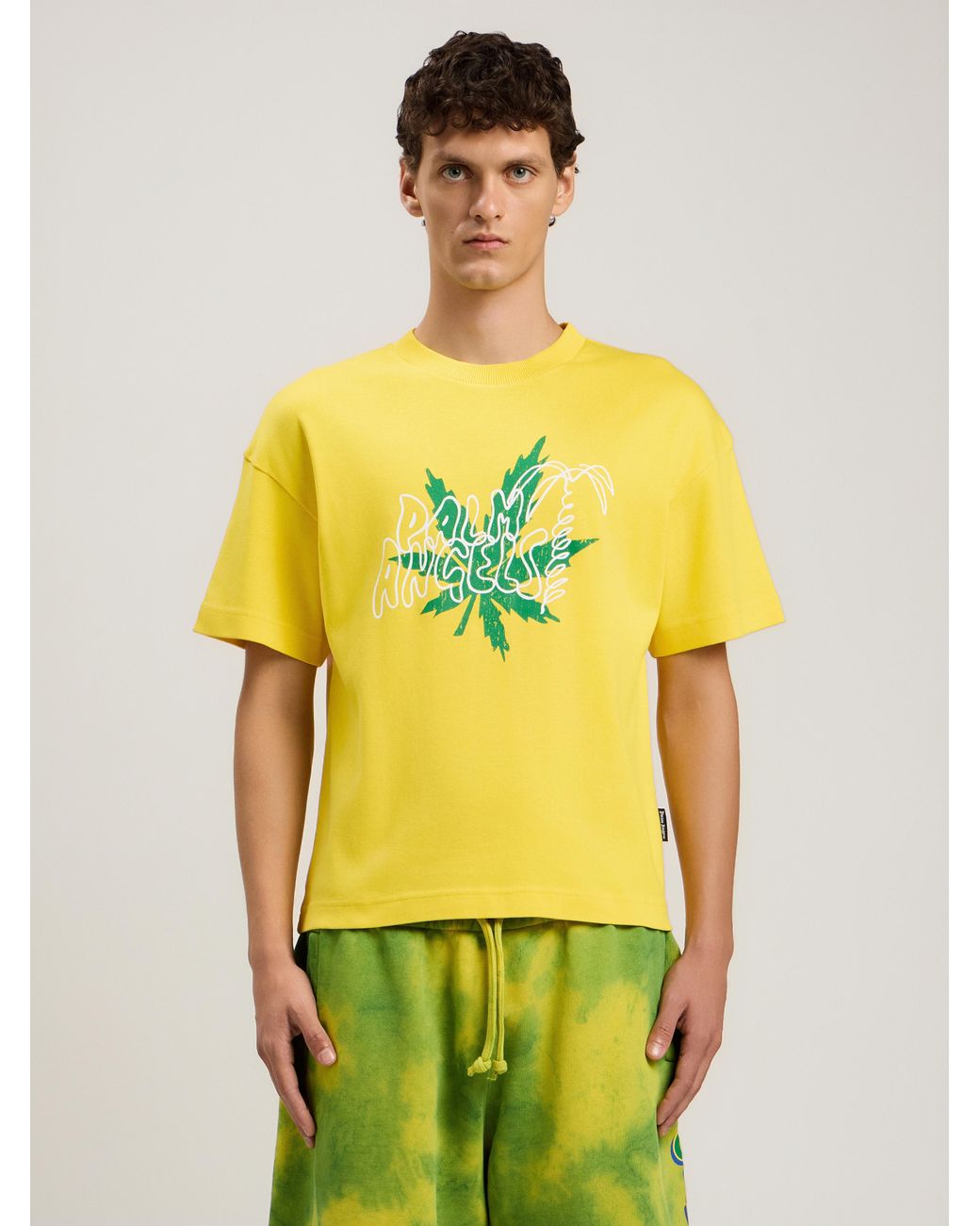Palm Angels Yellow Palm Leaf T-Shirt for men