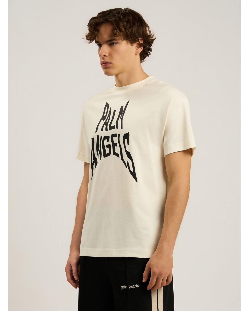 Palm Angels Natural Palm Distorted Regular T-Shirt Off for men