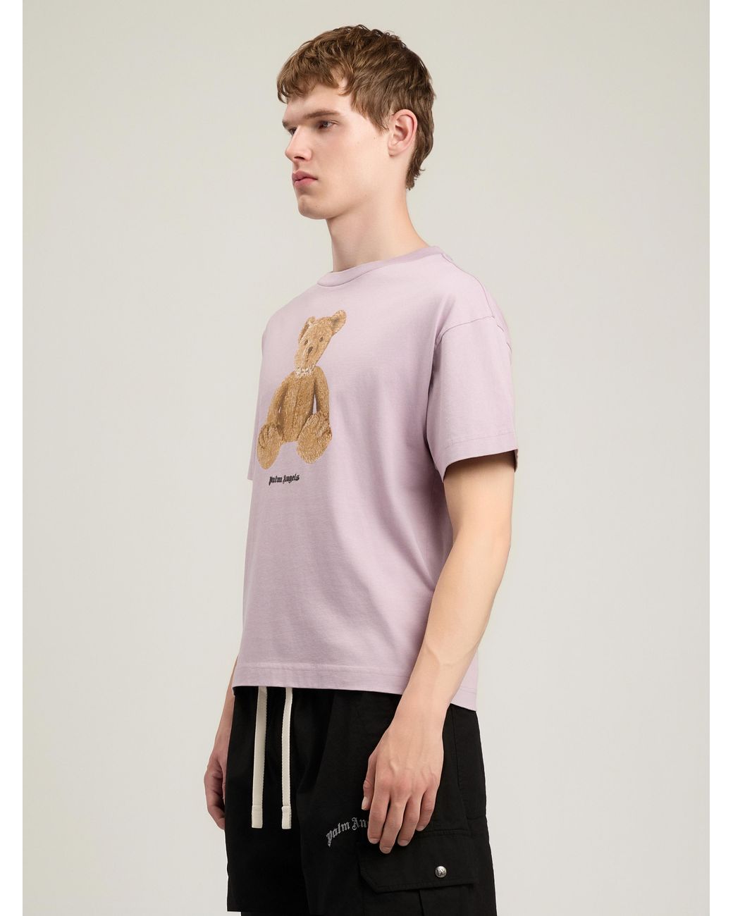 Palm Angels Pink Bear T-Shirt for men