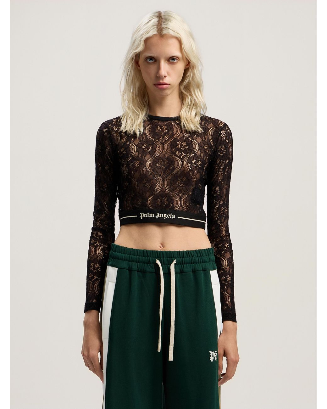 Palm Angels Multicolor Classic Logo Lace Top