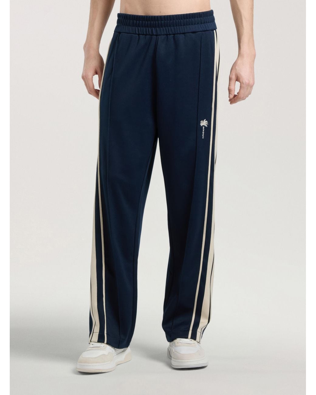 Palm Angels Blue Palm Tree Striped Track Pants for men