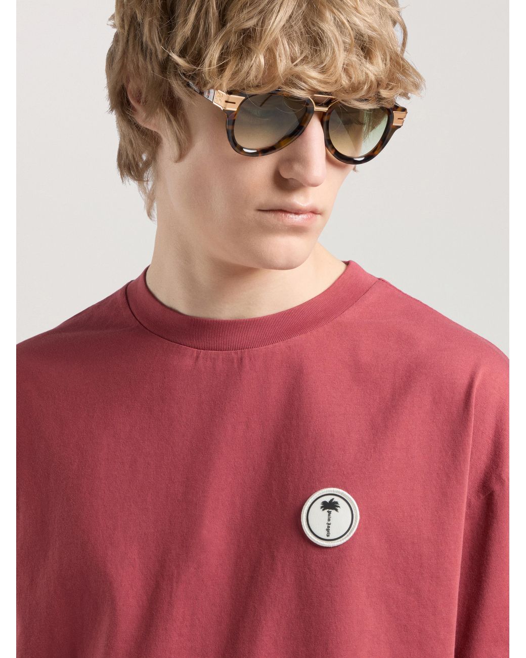 Palm Angels Red Palm Tree Regular T-Shirt Brick for men