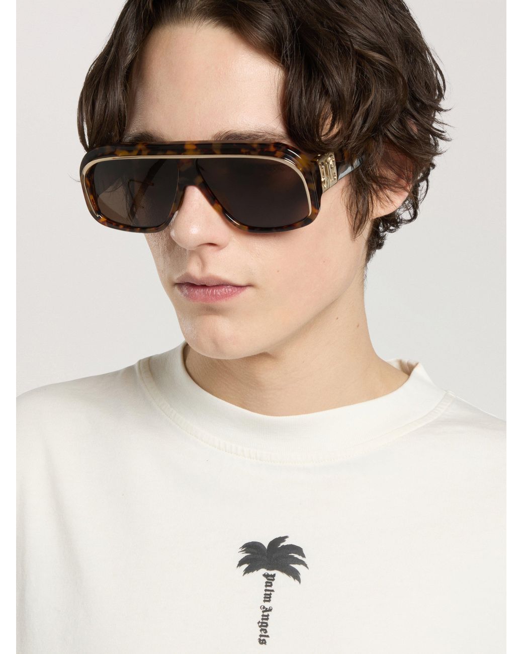 Palm Angels Natural Palm Tree Statement Regular T-Shirt Off for men