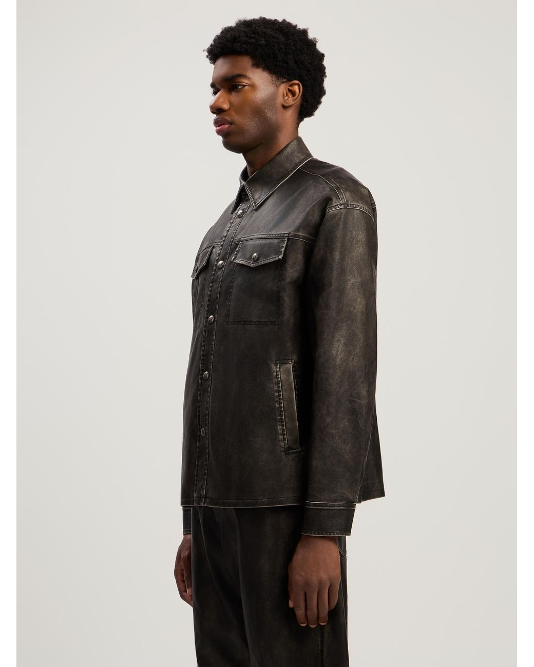 Palm Angels Multicolor Curved Logo Coated Overshirt Dark for men