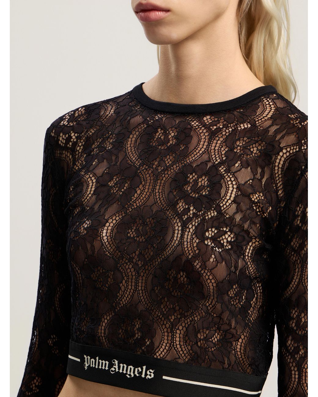 Palm Angels Multicolor Classic Logo Lace Top