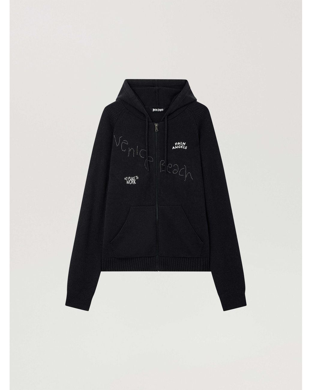 Palm Angels Blue Surfer Dreams Knit Zip-Up Hoodie for men