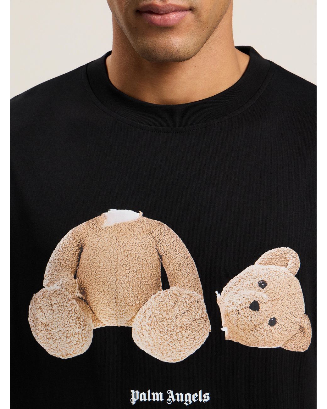Palm Angels Black Broken Bear T-Shirt for men